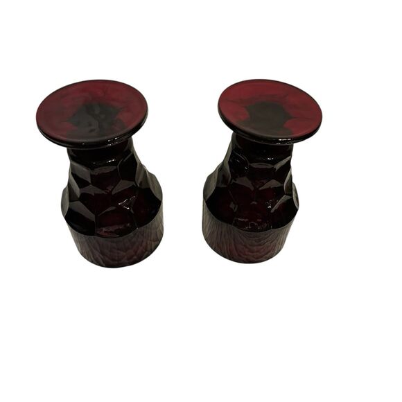 Two (2) vintage Anchor Hocking Georgian Ruby Red Glass footed tumblers. 5.5” - Picture 7 of 8